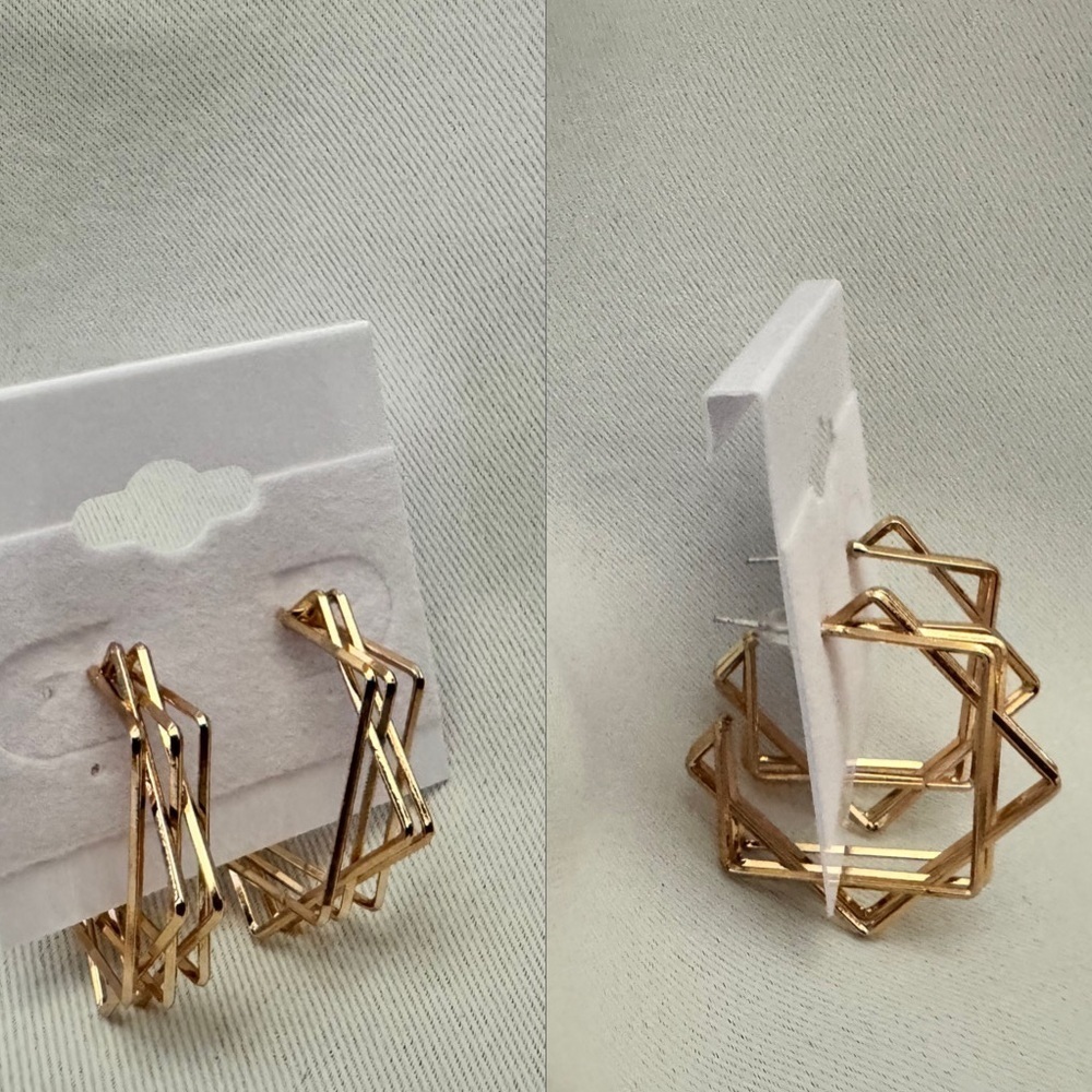 Layered Squared hoop Earrings